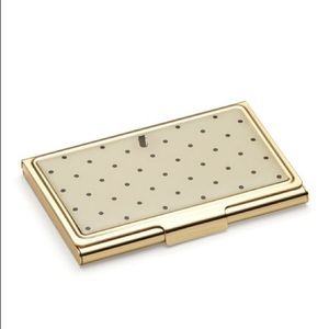 Kate Spade Monogram Gold Metal Polka Dot Card Case